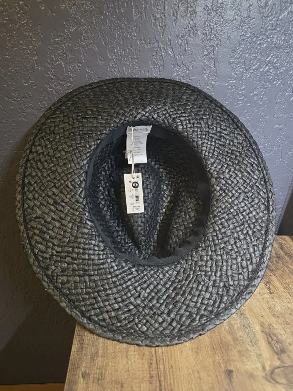 Madewell Packable Straw Hat Black NP779 Panama S/M NEW - Picture 6 of 6